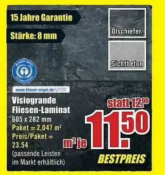 B1 Discount Baumarkt Visiogrande Fliesen-laminat Angebot