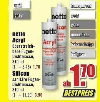 B1 Discount Baumarkt Netto Acryl Silicon Angebot