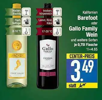 E-Center Barefoot Oder Gallo Family Wein Angebot