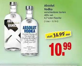 Markant Absolut Vodka 0,7L Angebot