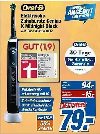 Expert Klein Oral-b Elektrische Zahnbürste Genius X Midnight Black Angebot