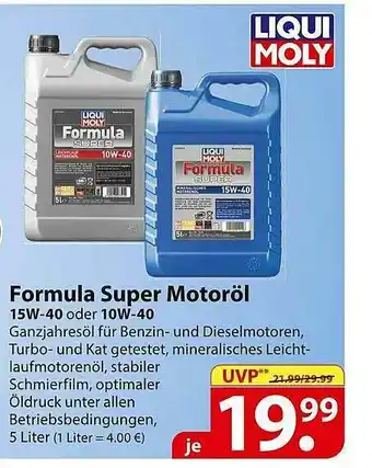 Famila Nord Ost Formula Super Motoröl 15w-40 Oder 10w-40 Liqui Moly Angebot