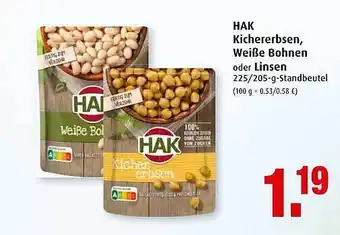 Markant Hak Kichererbsen, Weiße Bohnen Oder Linsen 225/205g Angebot