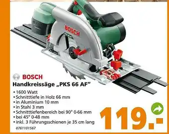 Globus Baumarkt Bosh Handkreissäge „pk 66 Af” Angebot