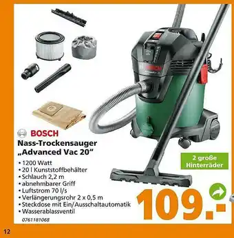 Globus Baumarkt Bosh Nass-trockensauger „advanced Vac 20” Angebot