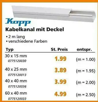 Globus Baumarkt Kopp Kabelkanal Mit Deckel Angebot