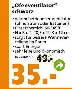 Globus Baumarkt „ofenventilator” Schwarz Angebot