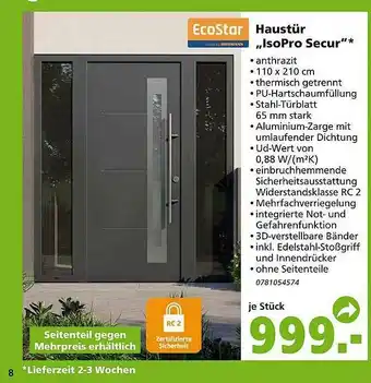 Globus Baumarkt Haustür „isopro Secur” Angebot