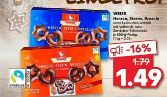 Kaufland Weiss Herzen, Sterne, Brezeln Fairtrade Angebot