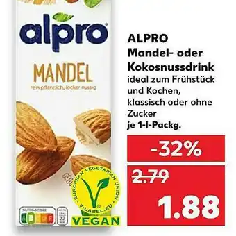 Kaufland Alpro Mandel- Oder Kokosnussdrink Angebot