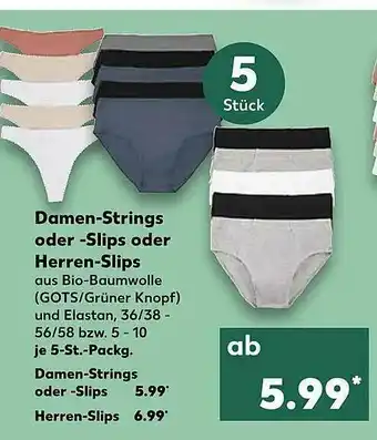 Kaufland Damen-strings Oder -slips Oder Herren-slips Angebot