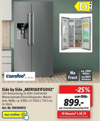 Lidl Side By Side „mdrs681fgd02” Comfee Angebot