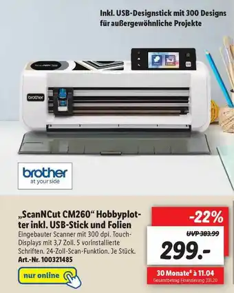 Lidl Brother Scanncut Cm260 Hobbyplotter Inkl. Usb-stick Und Folien Angebot