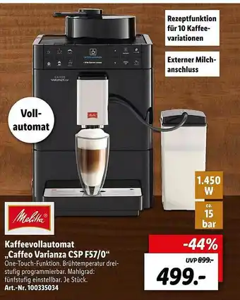 Lidl Melitta Kaffeevollautomat „caffeo Varianza Csp F57.0” Angebot