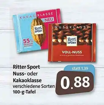 Markant Markt Ritter Sport Nuss- Oder Kakaoklasse Angebot