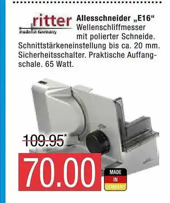 Marktkauf Ritter Allesschneider „e16” Angebot