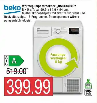 Marktkauf Beko Wärmepumpentrockner Ds8433pa0 Angebot