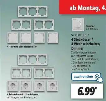 Lidl Silvercrest 4 Steckdosen 4 Wechselschalter Dimmer Angebot