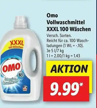 Lidl Omo Vollwaschmittel Xxxl 100 Wäschen Angebot