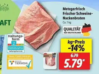 Lidl Metzgerfrisch Frischer Schweine-nackenbraten Angebot