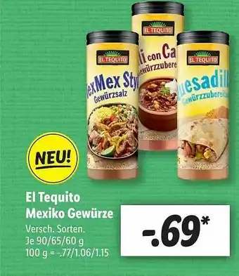 Lidl El Tequito Mexiko Gewürze Angebot