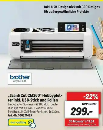 Lidl „scanncut Cm260” Hobbyplotter Inkl. Usb-stick Und Folien Brother Angebot