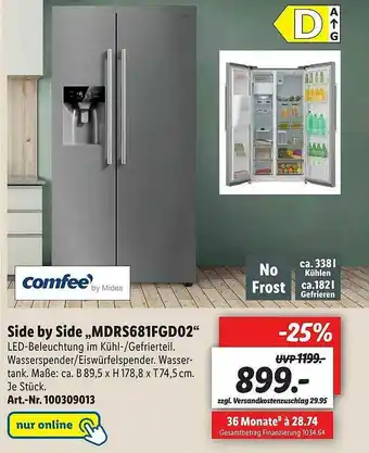 Lidl Side By Side „mdrs81fgd02” Comfee Angebot