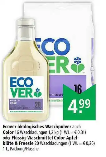 Marktkauf Ecover ökologisches Waschpulver Auch Color Oder Flüssig-waschmittel Color Apfelblüte & Freesie Angebot