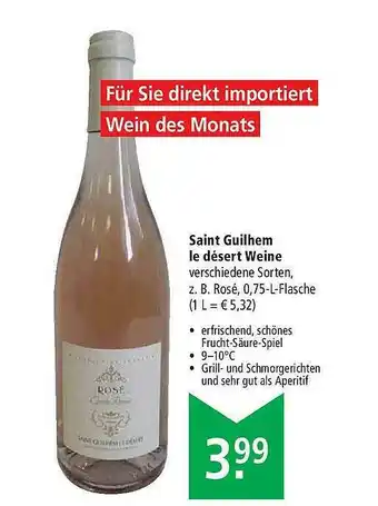 Marktkauf Saint Guilhem Le Désert Weine Angebot