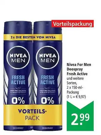 Marktkauf Nivea For Men Deospray Fresh Active Angebot