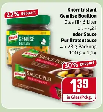 REWE Knorr Instant Gemüse Bouillon oder Sauce Pur Bratensauce Angebot