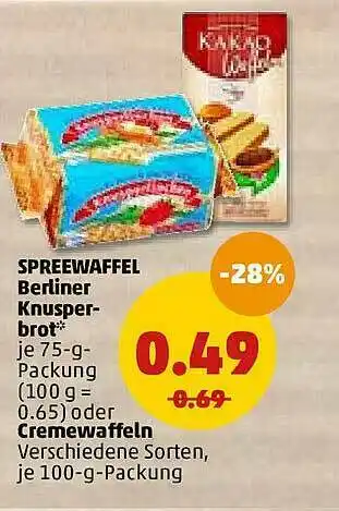 PENNY Spreewaffel Berliner Knusper-brot Oder Cremewaffeln Angebot