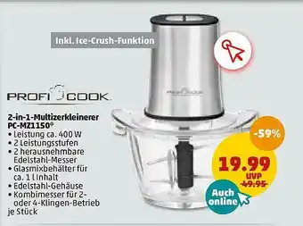 PENNY Profi Cook 2-in-1 Multizerkleinerer Pc-mz1150 Angebot