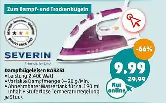 PENNY Dampfbügeleisen Ba3251 Severin Angebot