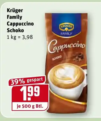 REWE Krüger Family Cappuccino Schoko 500g  Btl. Angebot