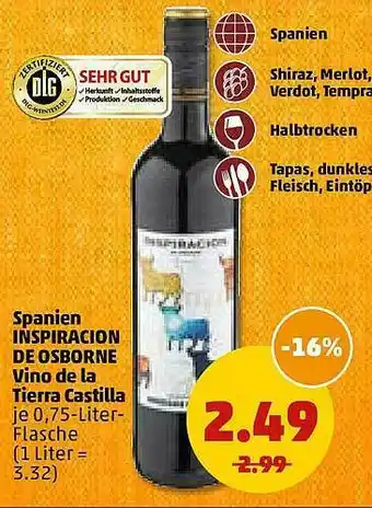 PENNY Spanien Inspiracion De Osborne Vino De La Tierra Castilla Angebot