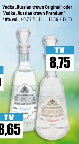Mix Markt Vodka ,,Russian Crown Original" oder Vodka ,,Russian Crown Premium" 40% Vol Angebot