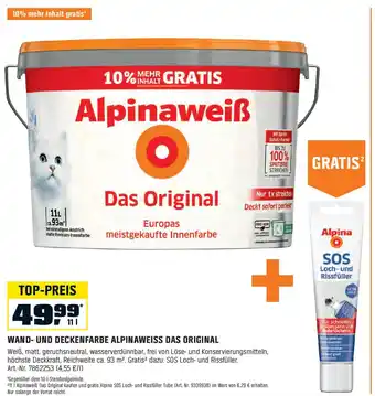 OBI Alpina WAND- UND DECKENFARBE ALPINAWEISS DAS ORIGINAL 11L Angebot