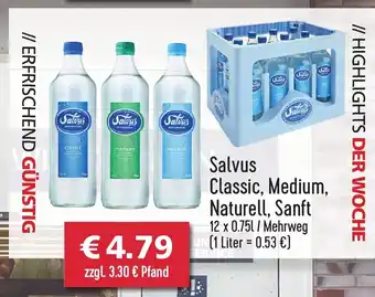 Getränkehaus Salvus Classic, Medium, Naturell, Sanft 12x0,75L Angebot