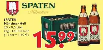 Getränke Fleischmann Spaten Münchner Hell 20 x 0,5 L Angebot