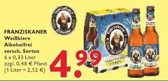 Getränke Fleischmann Franziskaner Weißbiere Alkoholfrei 6x0,33L Angebot