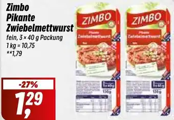 Simmel Zimbo Pikante Zwiebelmettwurst 3x40 g Packung Angebot