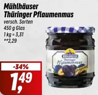 Simmel Mühlhäuser Thüringer Pflaumenmus 450 g Glas Angebot