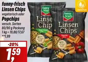 Simmel funny-frisch Linsen Chips oder Popchips 80/90 g Packung Angebot