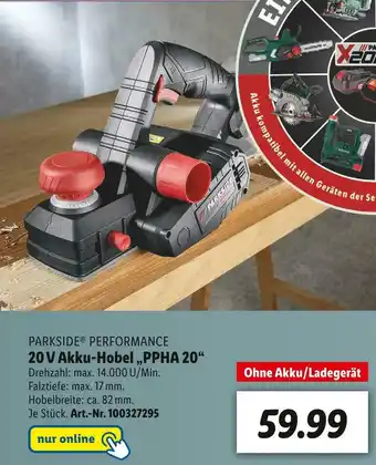 Lidl Parkside performance 20 v akku-hobel „ppha 20“ Angebot