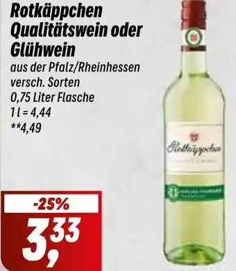 Simmel Rotkäppchen Qualitätswein oder Glühwein 0,75 Liter Flasche Angebot