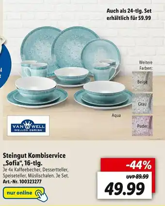 Lidl Van well steingut kombiservice „sofia“ Angebot