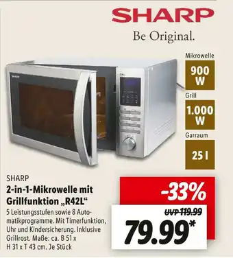 Lidl Sharp 2-in-1-mikrowelle mit grillfunktion „r42l“ Angebot