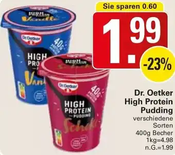 WEZ Dr. Oetker High Protein Pudding 400 g Becher Angebot