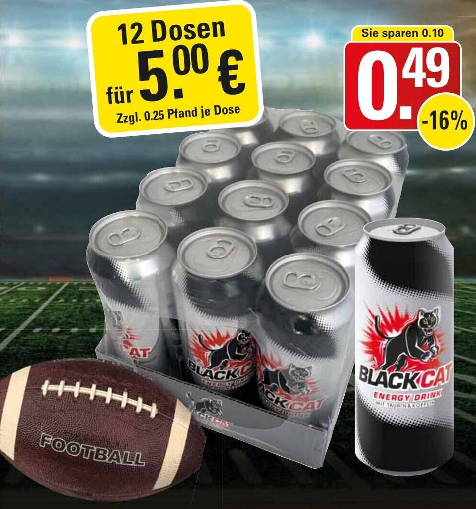 Black Cat Energy Drink 0,5Ltr. Dose Angebot bei WEZ
